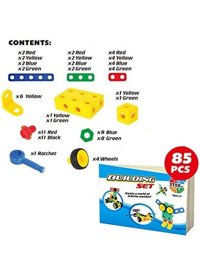 Cordova - Geometry Building Block Set STEM Toys, 85 Piece Building Toys Educational Toys for Boys and Girls Ages 3 4 5 6 7 8 9 10 Year Old Construction Building Blocks Toy with Storage Box - Image 1