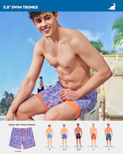 SURF CUZ Mens Swim Trunks with Compression Liner Mens Swimming Trunks 5 Inch Bathing Suit with Zipper Pockets Quick Dry Swim Shorts Orange Tie Dye Medium - Image 5