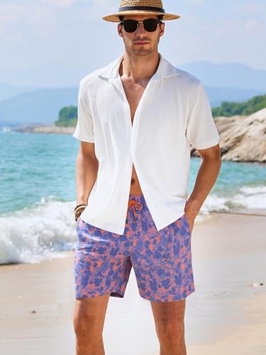 SURF CUZ Mens Swim Trunks with Compression Liner Mens Swimming Trunks 5 Inch Bathing Suit with Zipper Pockets Quick Dry Swim Shorts Orange Tie Dye Medium - Image 3