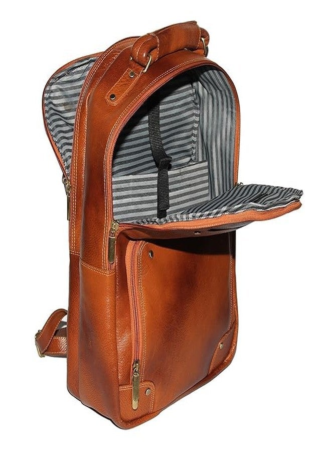 Sasco Creation Genuine Leather Laptop Backpack for Men & Women | Stylish Office, Travel & College Bag | Fits Upto 15.6” Laptop | Premium Vintage Design (Tan) - Image 4