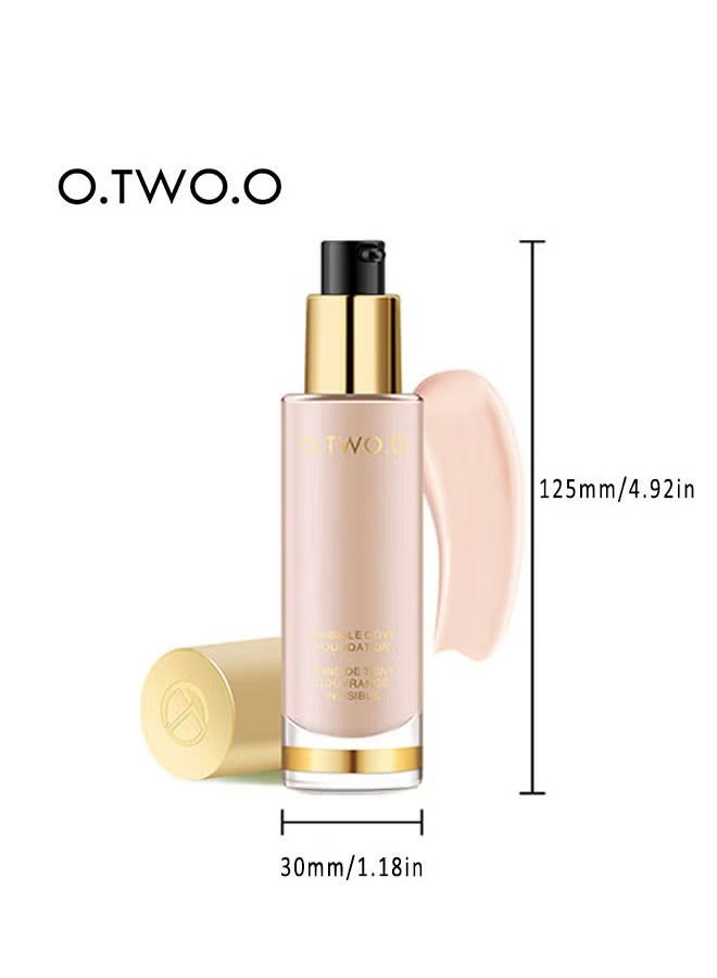 O.TWO.O Full Coverage Liquid Foundation - Smoothing Makeup Base Concealer Foundation - Matte Wear Concealer Sun Block Cream - Minimizes Pores - Hides Wrinkles - Advanced Real Moisture Foundation(Natural white) - Image 5