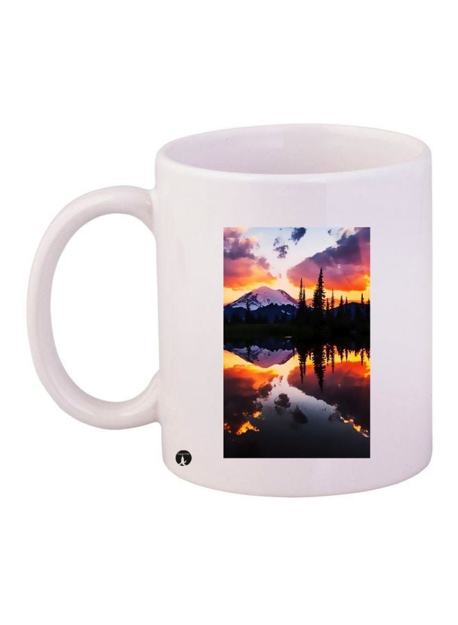 Nature View Printed Coffee Mug White/Yellow/Blue 11ounce