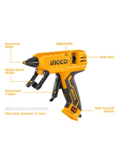 INGCO INGCO 30W Hot Glue Gun with 8pcs Glue Sticks, Glue Gun for Crafts DIY, Arts Projects, Sealing, Quick Repairs, Home, Office (Yellow/GG308)  - Image 4