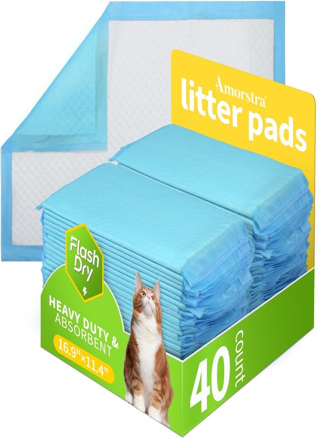 Amorstra 40 Count Cat Litter Pads for Tidy Cats Breeze System, Thickened Cat Pad Refills for Litter Box, Super Absorbent Pee Pad, Odor Control & Leak-Proof, 16.9x11.4 Inch Unscented - Image 1