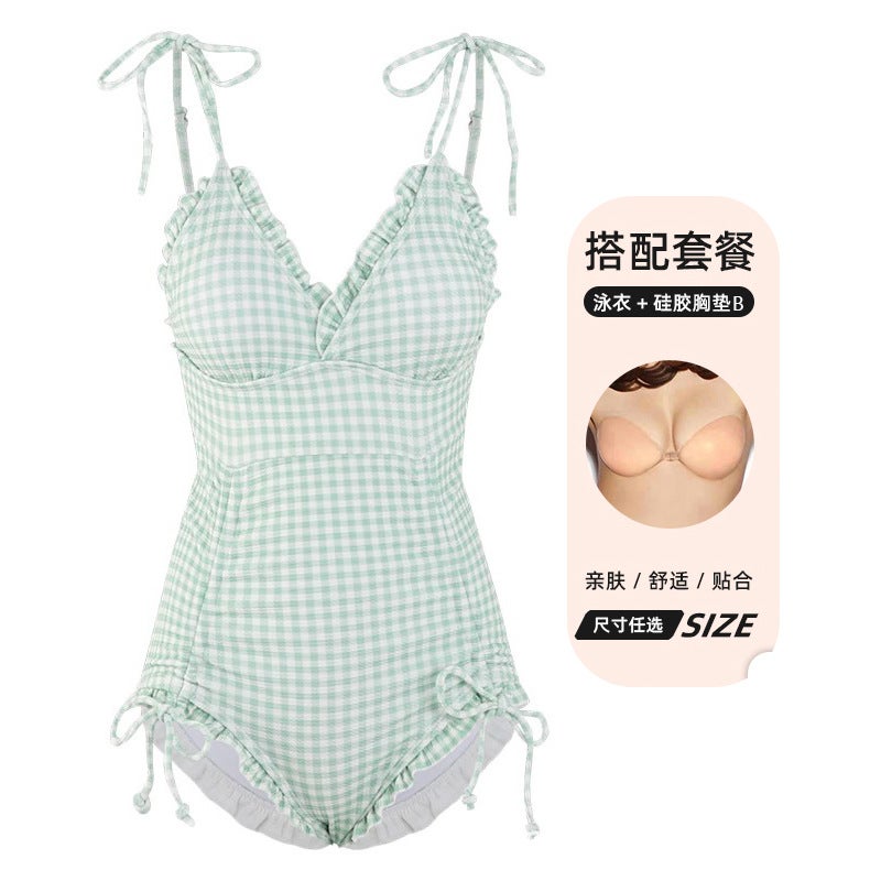 Breezeholiday One-Piece Swimsuit Female Spring Conservative Belly Cover Slimming Gathered Student Cute Swimsuit - Image 1