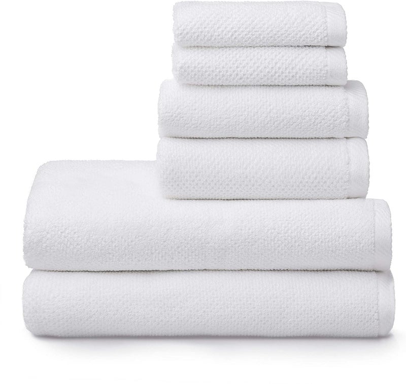 SimpliMagic 79450 Popcorn Textured Bath Towels Set 2 Bath Towels 2 Hand Towels 2 Washcloths 6 Pieces White
