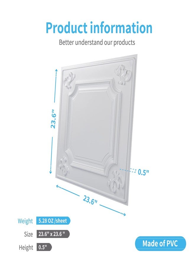Art3d Drop Ceiling Tiles 24x24 in White (12-Pack, 48 Sq.ft), Wainscoting Panels Glue Up 2x2 - Image 5