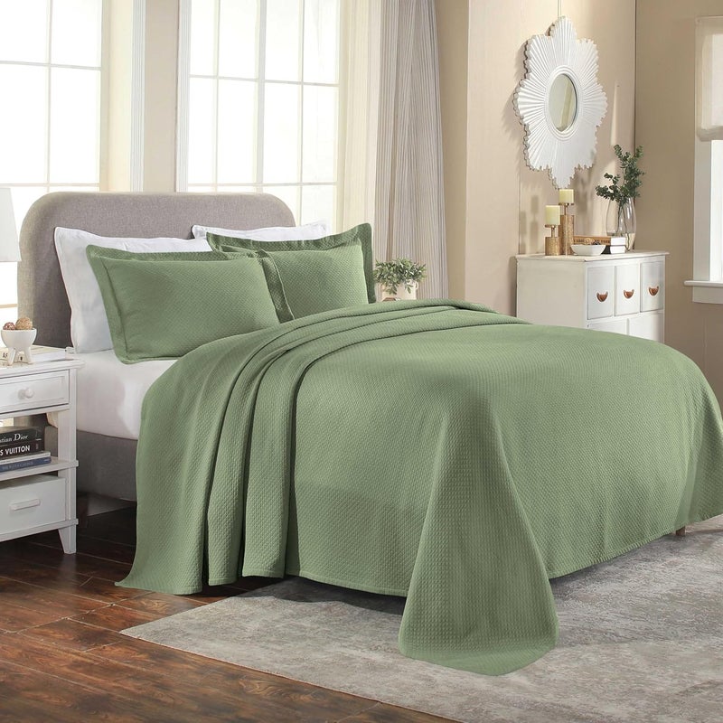 Superior Superior Oversized Premium Bedspread Set Diamond Solitaire Jacquard Design Soft Breathable AllSeason Matching Pillow Shams Lightweight and Cozy Bedding Twin Sage 
