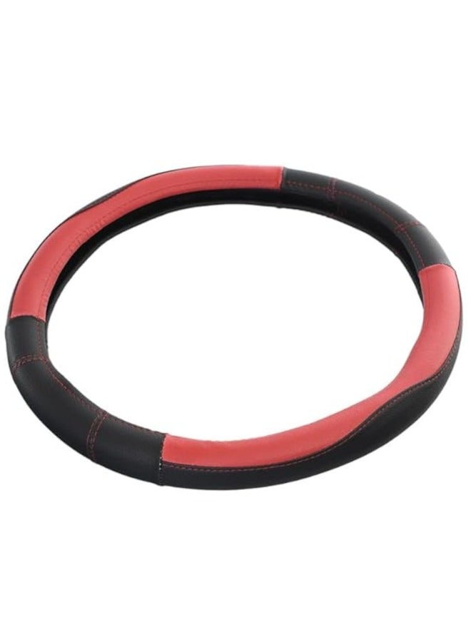 Leather steering wheel cover - black/red - Image 3