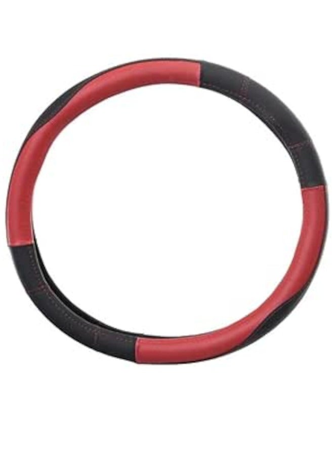 Leather steering wheel cover - black/red - Image 2