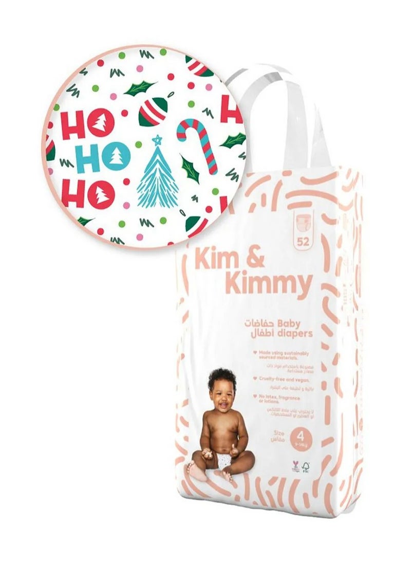 Kim & Kimmy حفاضات مقاس 4 - 52 قطعة، حماية من التسرب تصل إلى 12 ساعة