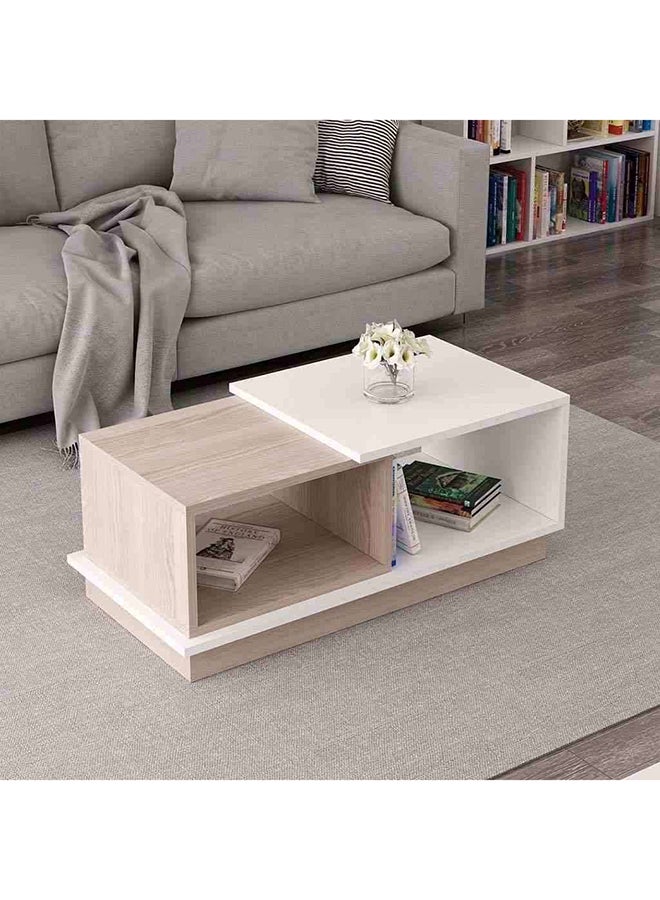 هومزمارت طاوله قهوة خشب ام دى اف بيج و أبيض - 50×50×100 سم - Image 1