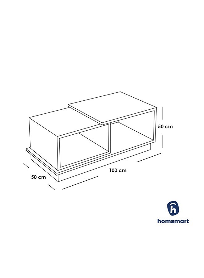 هومزمارت طاوله قهوة خشب ام دى اف بيج و أبيض - 50×50×100 سم - Image 2