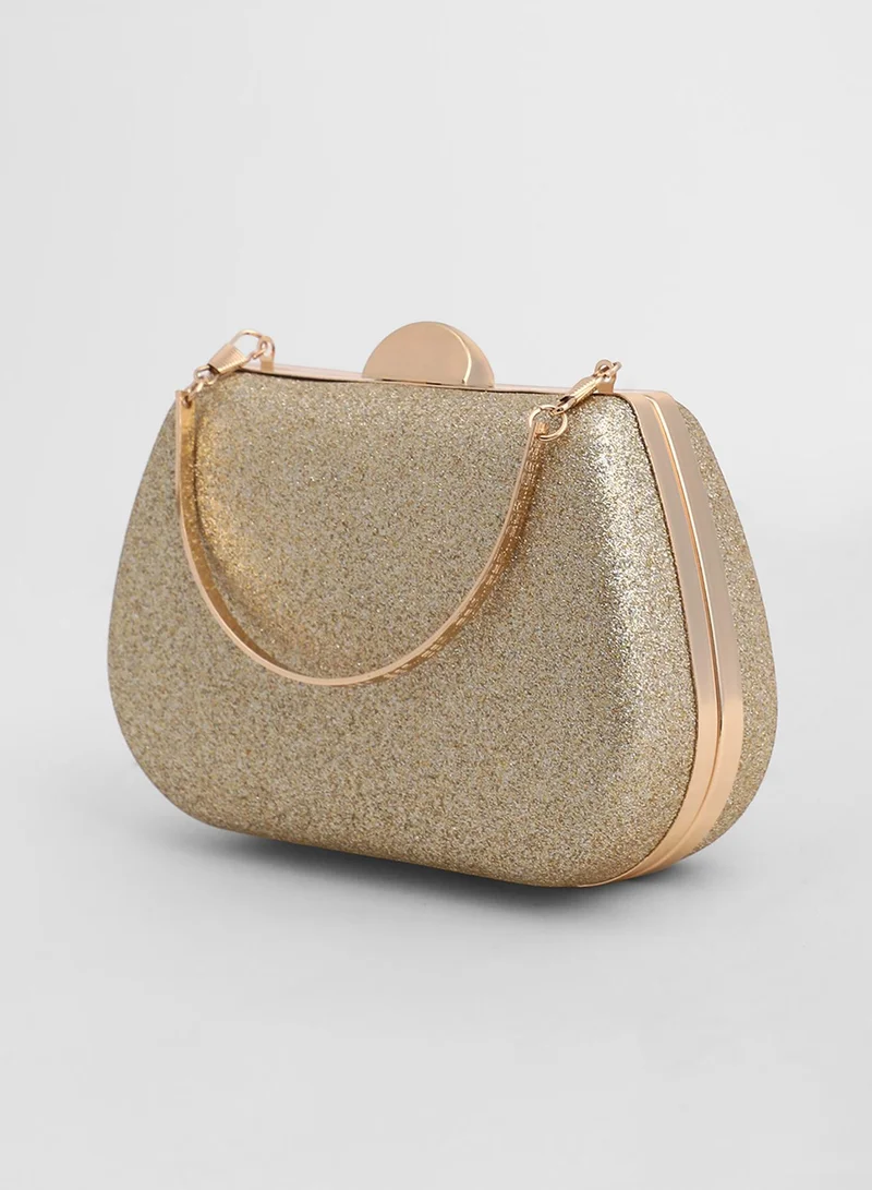 Haute Sauce Solid Interlock Regular PU Leather Clutch with Detachable Strap