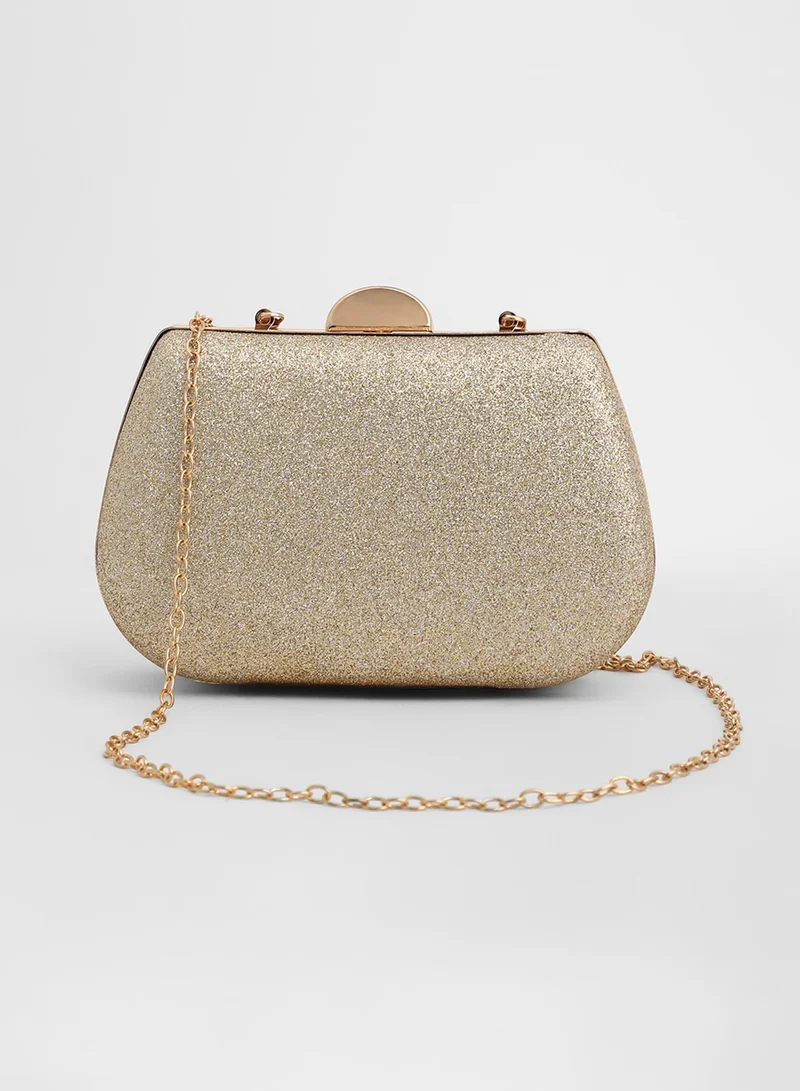 Haute Sauce Solid Interlock Regular PU Leather Clutch with Detachable Strap
