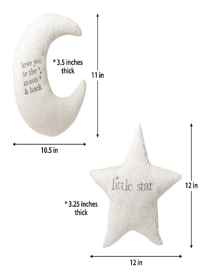 Lillian Rose White Star and Gray Moon Nursery Pillow Set - Image 2