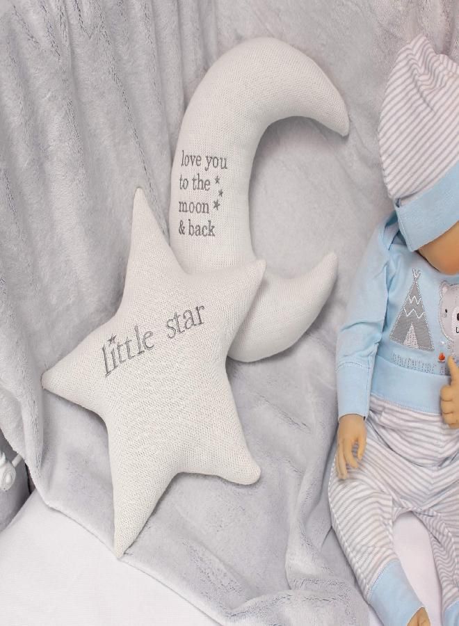 Lillian Rose White Star and Gray Moon Nursery Pillow Set - Image 3