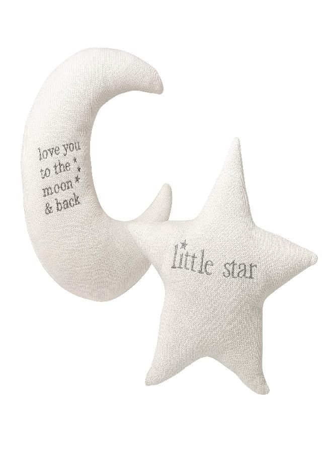 Lillian Rose White Star and Gray Moon Nursery Pillow Set - Image 1