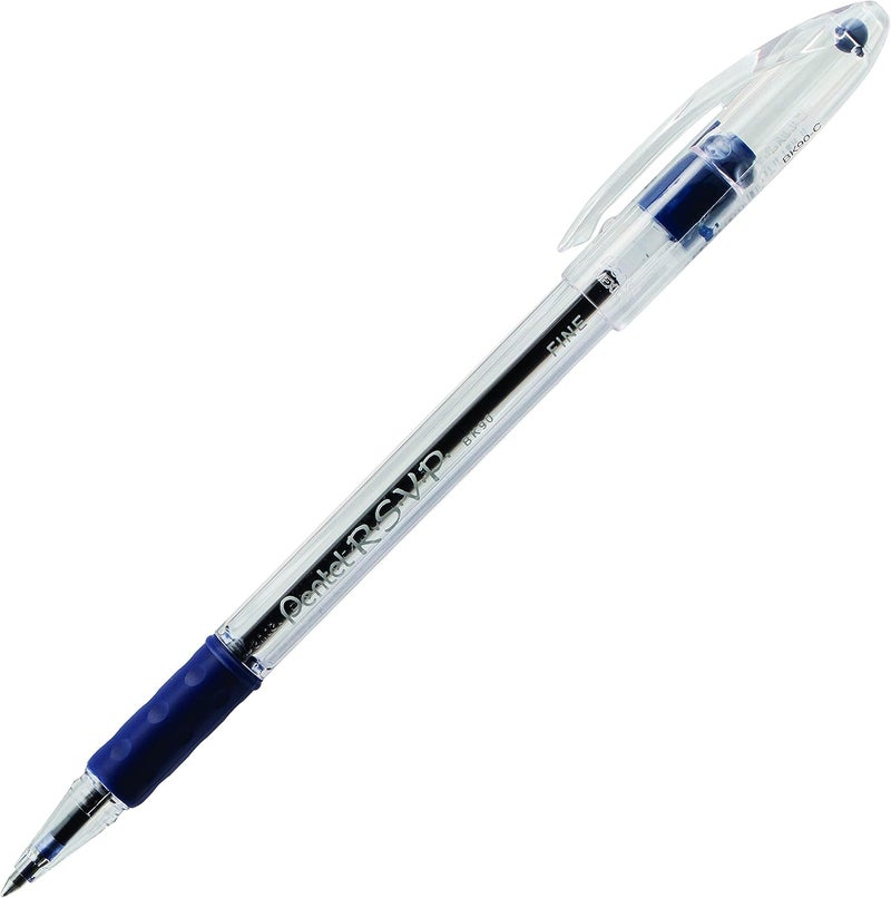 Pentel RSVP Ballpoint Pen, (0.7mm) Fine Line, Blue Ink, Box of 12 (BK90-C) - Image 2