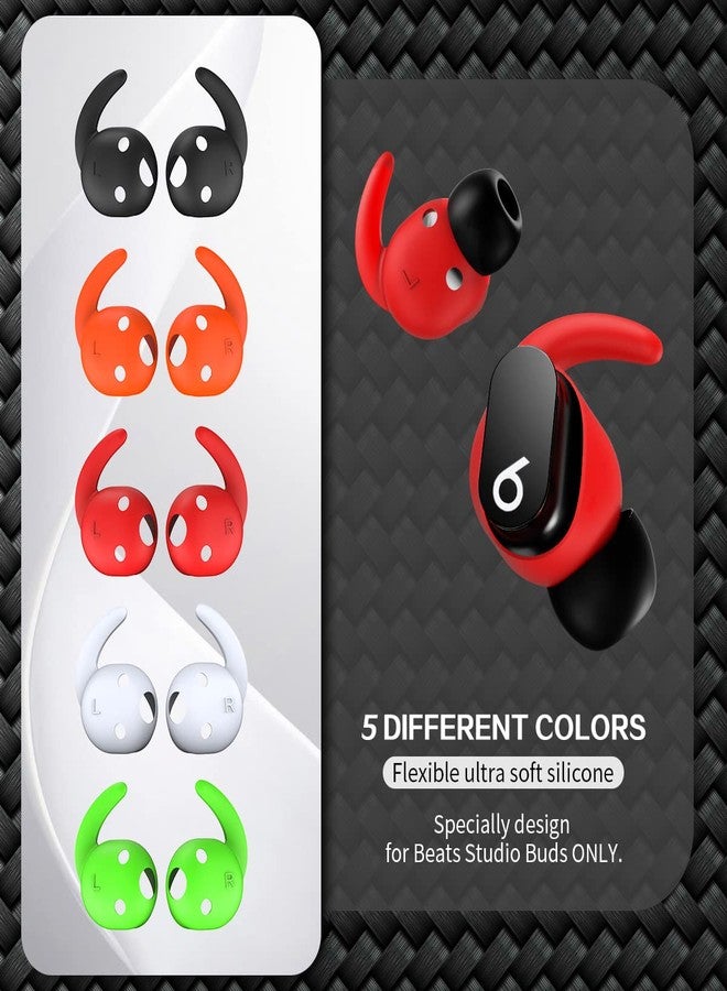 TOLUOHU 5 Pairs Compatible for Beats Studio Buds Ear Hooks, Soft Silicone Sport Anti Slip Studio Buds Ear Covers Accessories [NOT Fit in Case] - 5 Color - Image 3