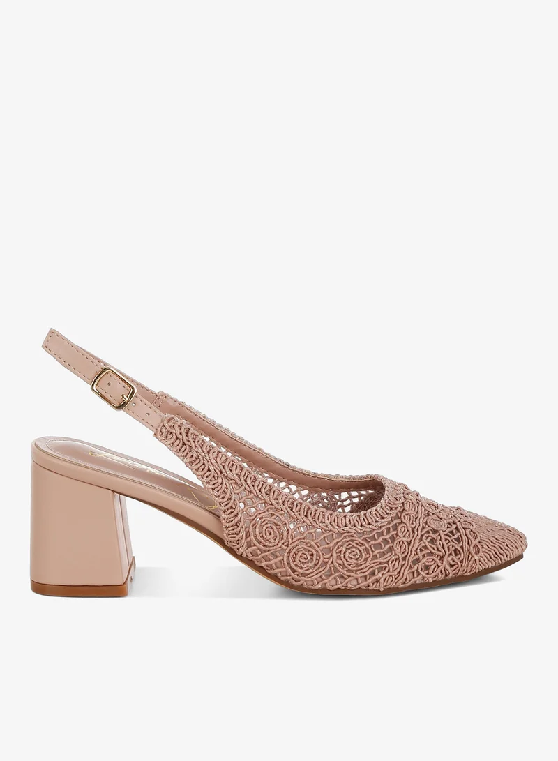 London Rag Women's Woven Design Slingback Sandal in Pink