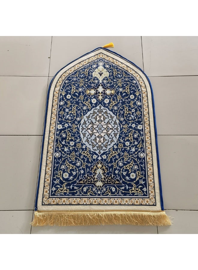 Floral Embossed Prayer Rug with Arabesque Pattern, Non-Slip Portable Carpet 65x110cm, Lightweight Islamic Mat for Home Decor and Travel Use - Image 1