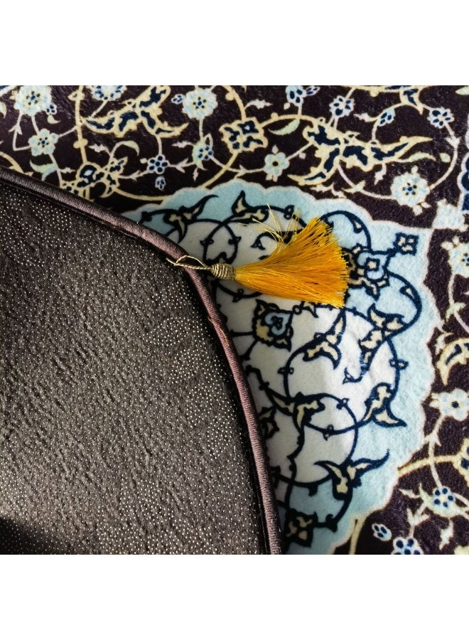 Floral Embossed Prayer Rug with Arabesque Pattern, Non-Slip Portable Carpet 65x110cm, Lightweight Islamic Mat for Home Decor and Travel Use - Image 2