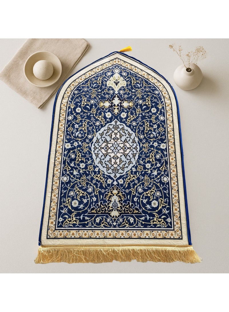 Floral Embossed Prayer Rug with Arabesque Pattern, Non-Slip Portable Carpet 65x110cm, Lightweight Islamic Mat for Home Decor and Travel Use - Image 3