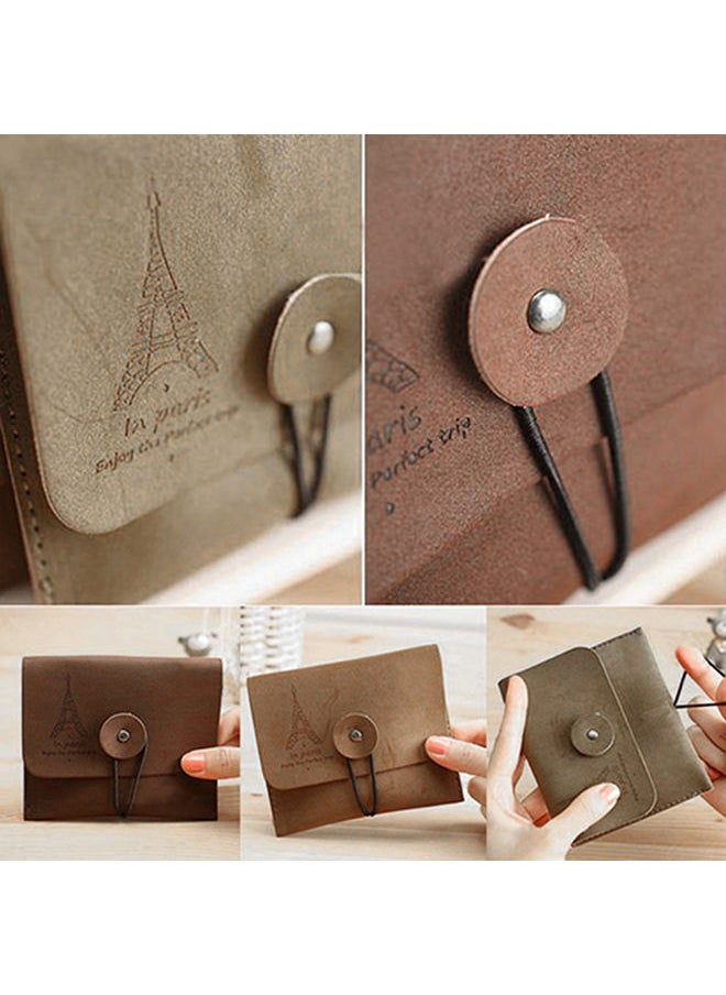 NIBEMINENT - Women's Men's Vintage Eiffel Tower Coin Purse Small Fold Key Pouch Wallet Bag Tan - Image 1