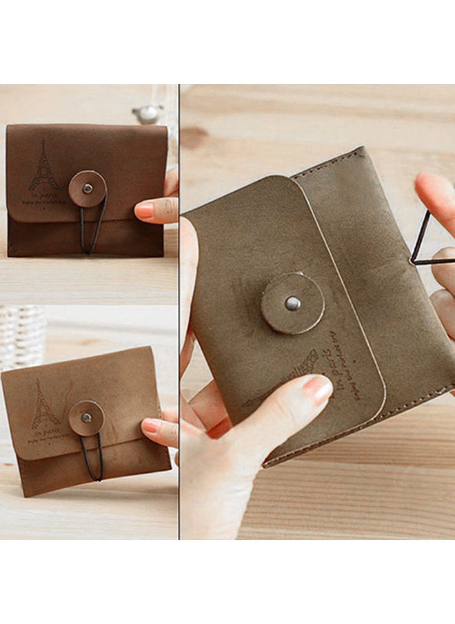 NIBEMINENT - Women's Men's Vintage Eiffel Tower Coin Purse Small Fold Key Pouch Wallet Bag Tan - Image 1