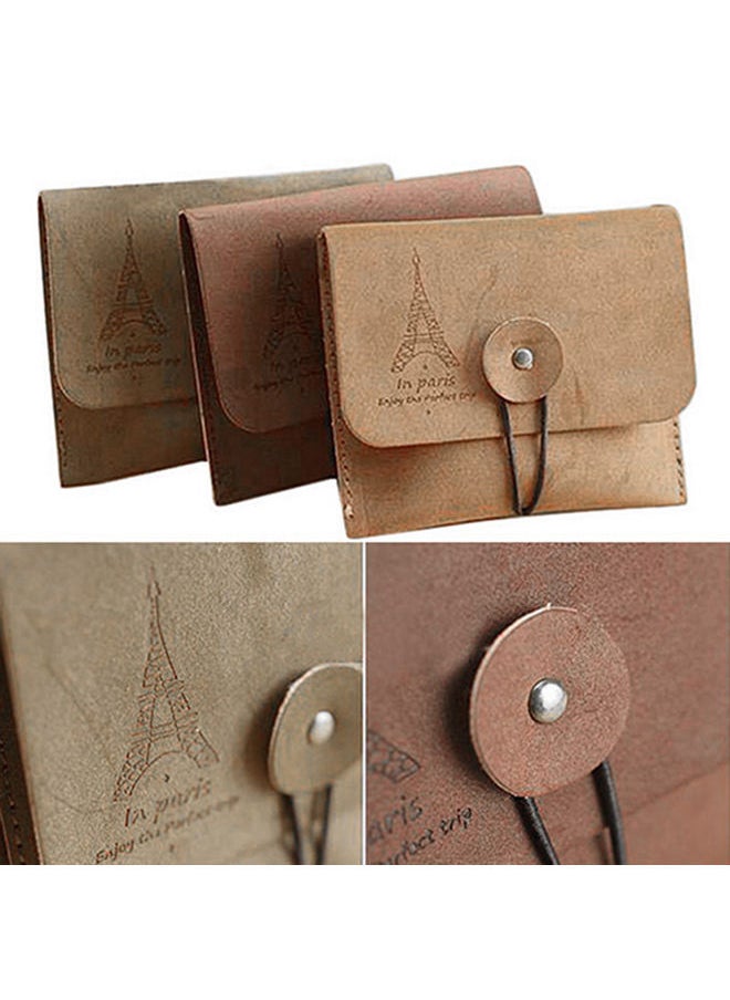 NIBEMINENT - Women's Men's Vintage Eiffel Tower Coin Purse Small Fold Key Pouch Wallet Bag Tan - Image 1