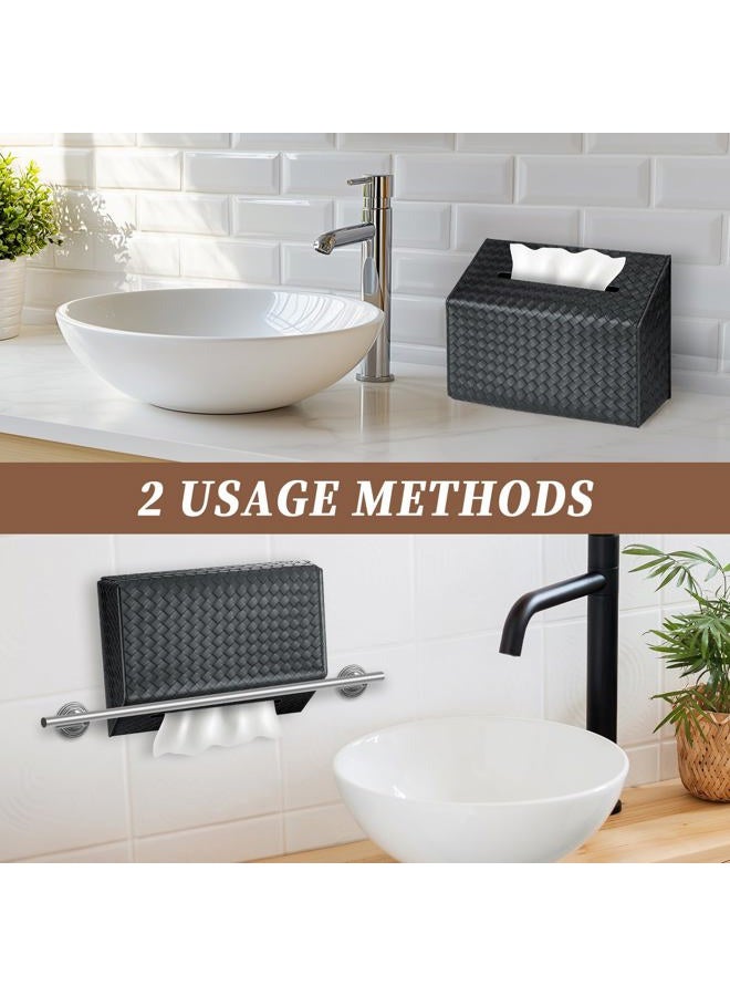 NiHome PU Leather Tissue Box Cover for Kleenex Hand Towels, Versatile for Countertops and Towel Racks, Leather Enhances Home Decor, Easy to Use with Exquisite Edging Craftsmanship (Black) - Image 3