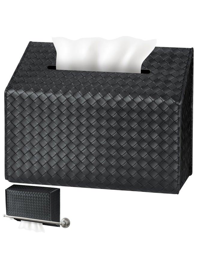 NiHome PU Leather Tissue Box Cover for Kleenex Hand Towels, Versatile for Countertops and Towel Racks, Leather Enhances Home Decor, Easy to Use with Exquisite Edging Craftsmanship (Black) - Image 1