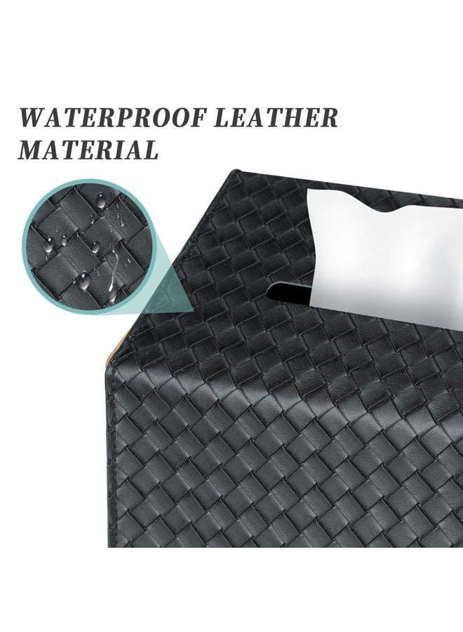NiHome PU Leather Tissue Box Cover for Kleenex Hand Towels, Versatile for Countertops and Towel Racks, Leather Enhances Home Decor, Easy to Use with Exquisite Edging Craftsmanship (Black) - Image 4