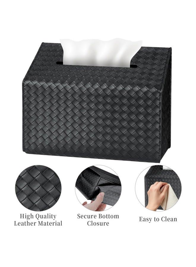 NiHome PU Leather Tissue Box Cover for Kleenex Hand Towels, Versatile for Countertops and Towel Racks, Leather Enhances Home Decor, Easy to Use with Exquisite Edging Craftsmanship (Black) - Image 5