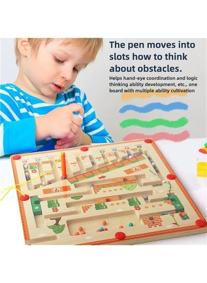 Magnetic Color & Number Maze – Educational Wooden Puzzle for Kids, Develops 6 Skills, Engaging Gameplay, Safe Toddler Toys, Perfect Gift for Boys - Image 2