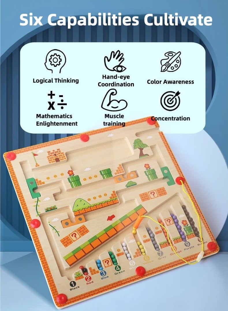 Magnetic Color & Number Maze – Educational Wooden Puzzle for Kids, Develops 6 Skills, Engaging Gameplay, Safe Toddler Toys, Perfect Gift for Boys - Image 5
