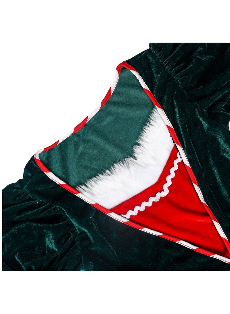 Santa Costume for Women Mrs. Santa Claus Costume Cosplay Christmas Dress Costume Hooded Fluffy Velvet with Belt , Santa hat and Gloves for Christmas - Image 5