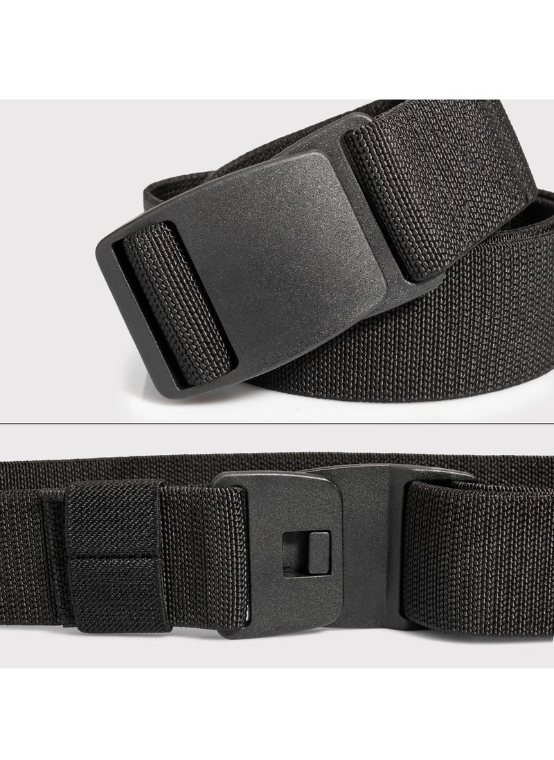 SYOSI Mens Nylon Belt Lightweight Tactical Belt Elastic Breathable Waistband with Plastic Slide Adjustable Buckle for Outdoor Activities Men Jeans Black  - Image 4
