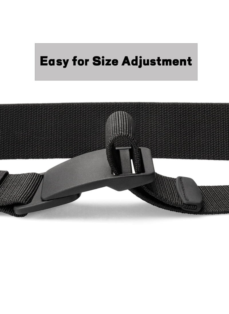 SYOSI Mens Nylon Belt Lightweight Tactical Belt Elastic Breathable Waistband with Plastic Slide Adjustable Buckle for Outdoor Activities Men Jeans Black  - Image 2