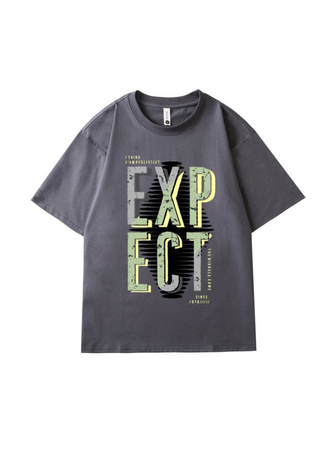 European And American Smooth Silk Cotton Short Sleeve T-shirt Men's Retro American Print Clothing Summer Top Ice Silk T-shirt