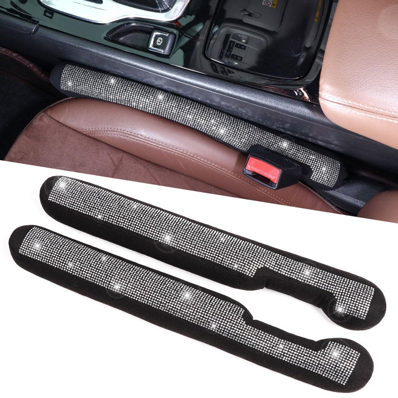 ToBeQueen Bling Car Seat Gap Filler Universal Fit for Car SUV Truck Set of 2 Handmade Crystal Diamond Rhinestone Seat Gap Blocker Bling Car Accessories for WomenSilver