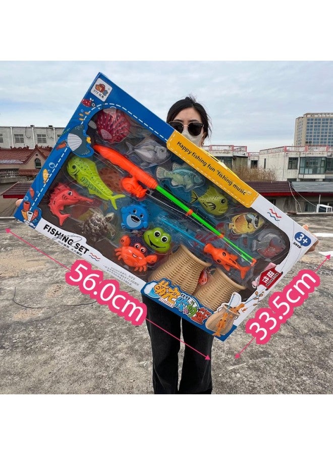 Magnetic Kitten Fishing Toy Accessories Water Catch Fish Baby Children 61 Telescopic Fishing Rod Stall Manufacturers-Color:【 56cm Extra Large Box】 272-228 Fishing Set-Specifications:Extra Large Gift Box - Image 1