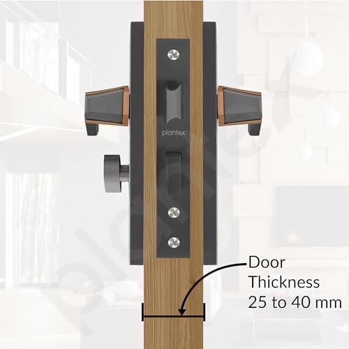 Plantex Heavy Duty Door Lock Set - Main Door Lock Handle Set/Mortise Locks with 3 Keys, Brass Body & Cylinder (8126 - Grey & PVD Choco) - Image 5