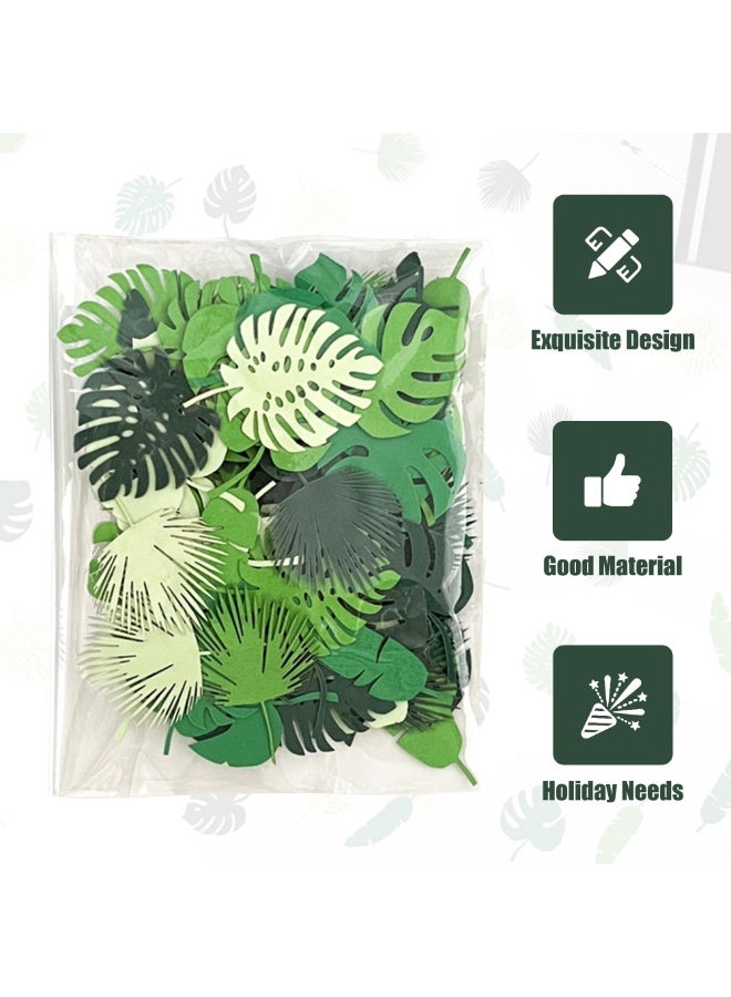 100 Pcs Tropical Palm Leaf Confetti Green Leaf Baby Shower Table Decorations Jungle Forest Party Hawaiian Luau Theme Party Decorations for Wedding Birthday - Image 3
