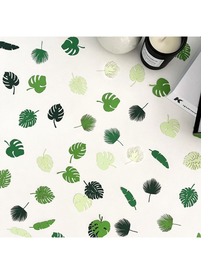 100 Pcs Tropical Palm Leaf Confetti Green Leaf Baby Shower Table Decorations Jungle Forest Party Hawaiian Luau Theme Party Decorations for Wedding Birthday - Image 4