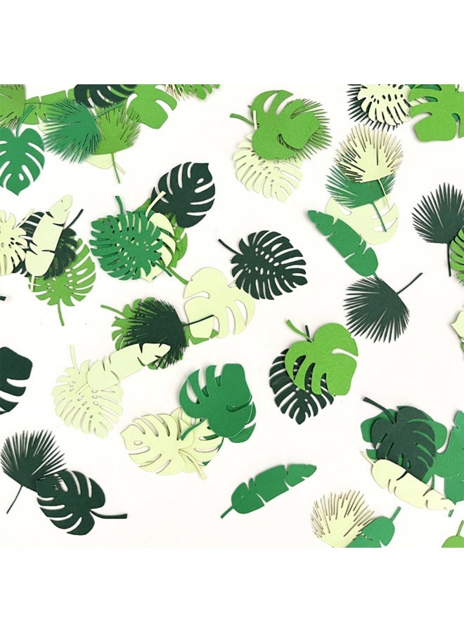 100 Pcs Tropical Palm Leaf Confetti Green Leaf Baby Shower Table Decorations Jungle Forest Party Hawaiian Luau Theme Party Decorations for Wedding Birthday - Image 1