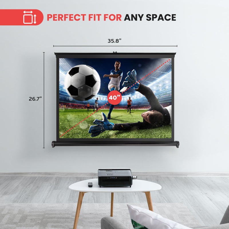 Pyle Portable Projector Screen - Mobile Projection Screen Stand, Lightweight Carry & Durable Easy Pull Out System for Schools Meeting Conference Indoor Outdoor Use, 40 Inch (PRJTP46), White - Image 2