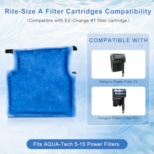 HWEIUA Aquarium Filter Cartridge Replacement Rite-Size A Filter Cartridges Compatible with MarineLand Penguin Power Filters 75 & 100 and for Aqua-Tech(EZ-Change #1) 5-15 Power Filters, 10 Pack - Image 2