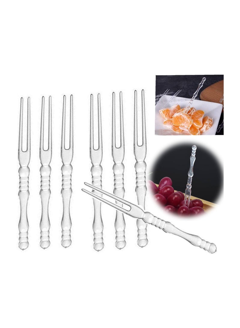 SYOSI Disposable Plastic Fruit Forks, Azonee Mini Forks Bistro Cocktail Forks Tasting Appetizer Forks Set Mini Cake Forks (plastic Fruit-Fork plastic) 200 PCS  - Image 1